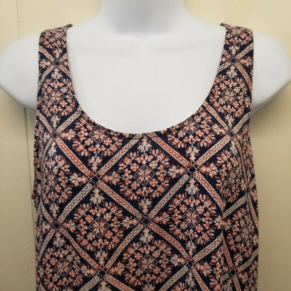 Joie XS Shirt Tank Top Blouse Shell Geometric Floral Diamond Silk Orange Blue - Picture 6 of 6